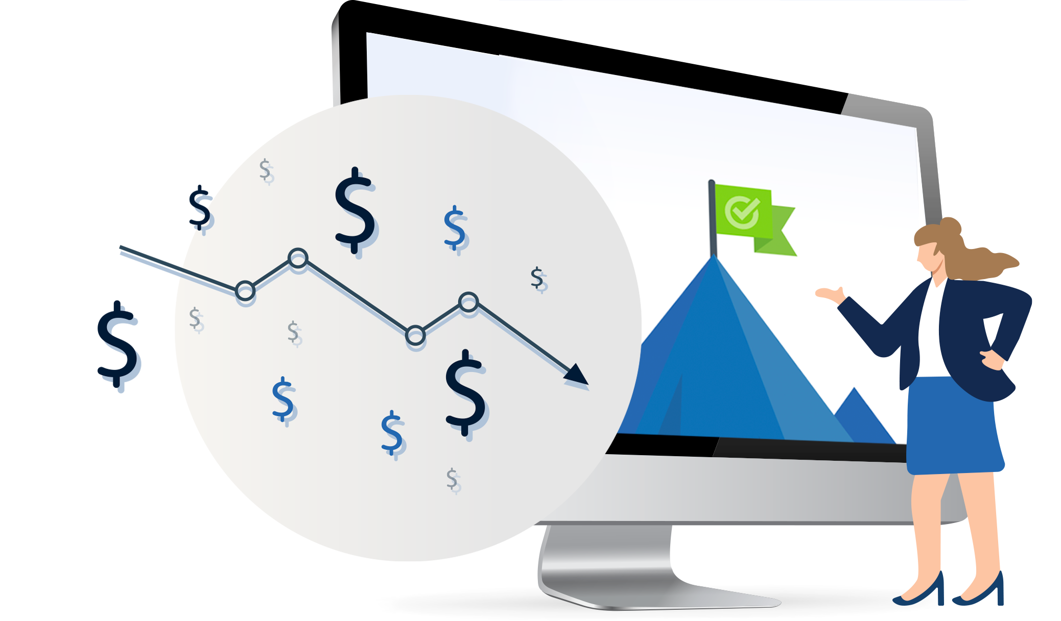 Savings2 Woman at computer showing money savings