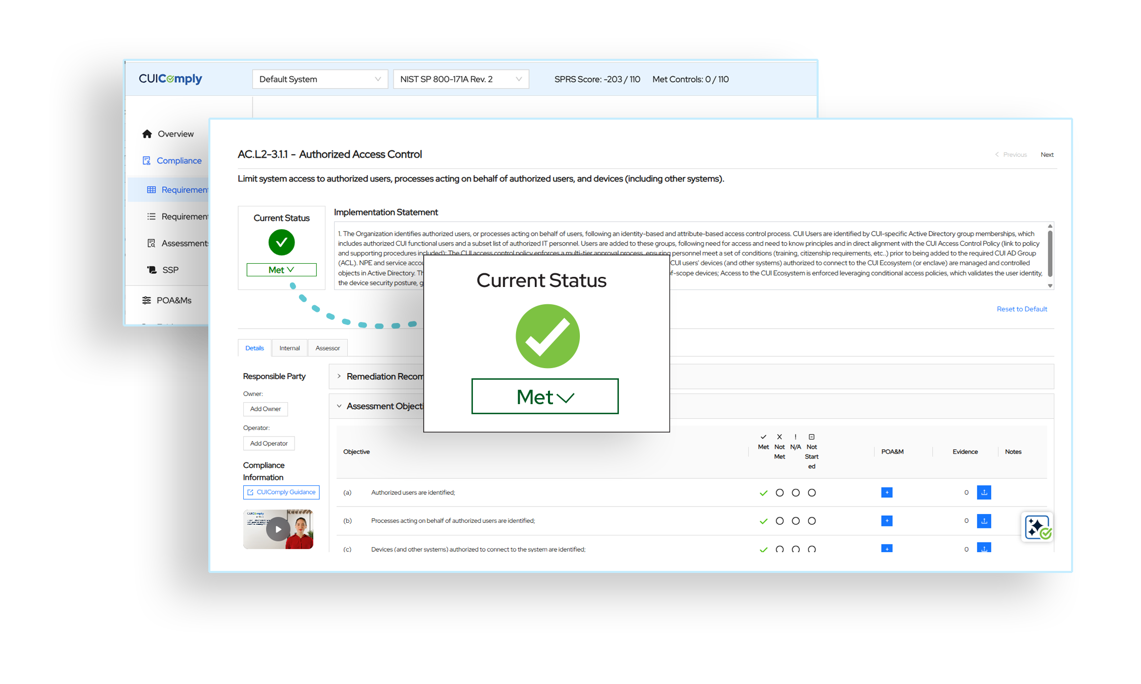 CuiComply screenshots